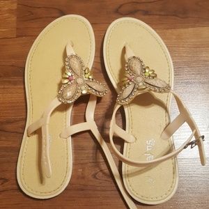 Peach colored sandals